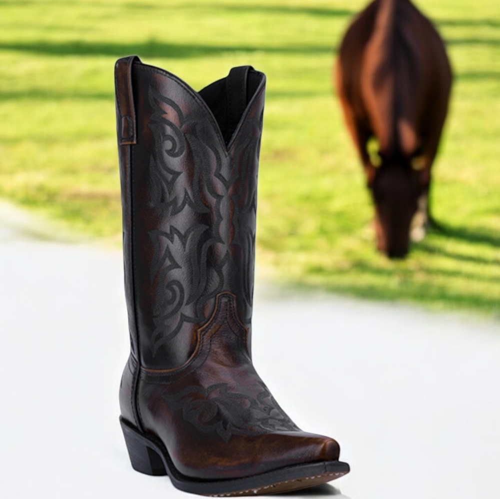 Laredo Hawk Burnished Gold Snip Toe Leather Western Cowboy Boot 6862 Men's 13D